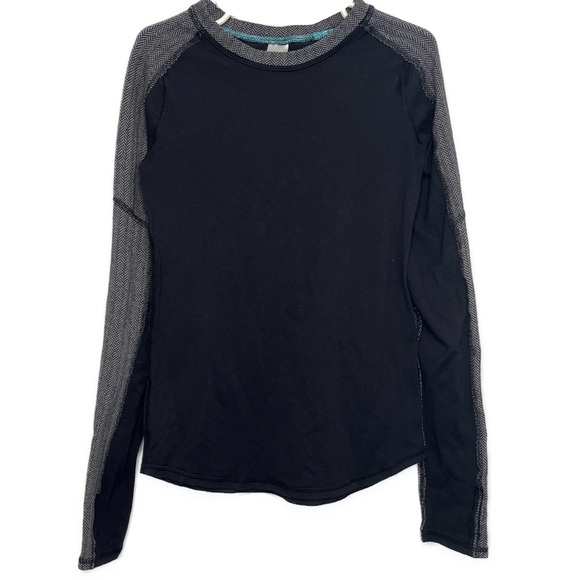 Ivivva Lululemon Black Heathered Herringbone Warm Terrain Long-Sleeve Tee sz 7 - Picture 2 of 7